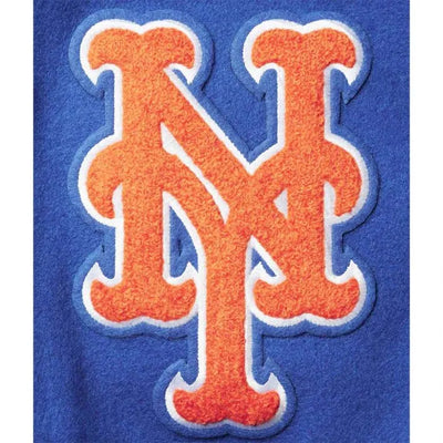 New York Mets Full-Zip Royal Blue Wool & White Leather Sleeves Varsity Men's Jacket