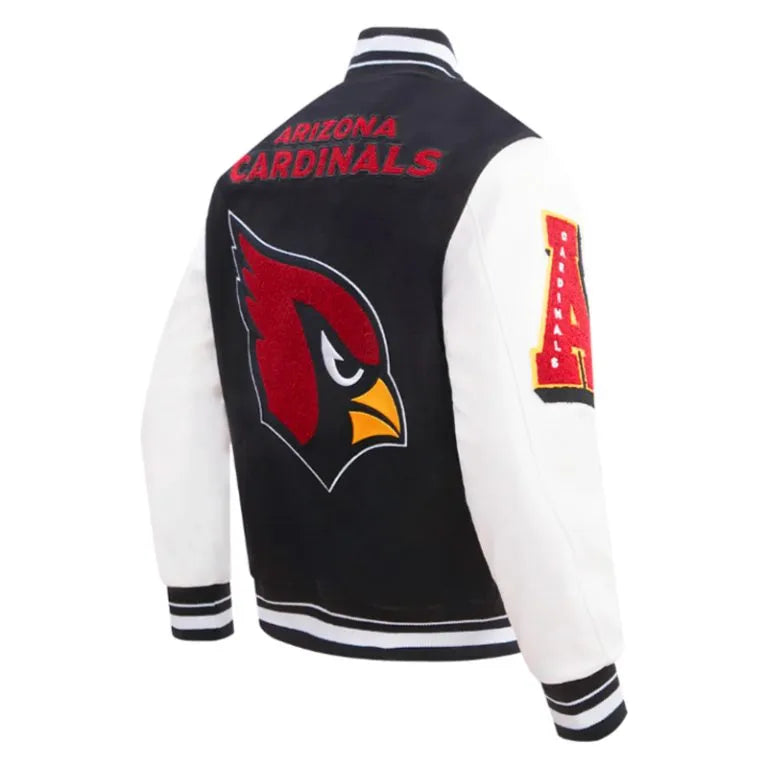 Arizona Cardinals Mashup Rib Black Wool & White Leather Sleeves Varsity Men's Jacket