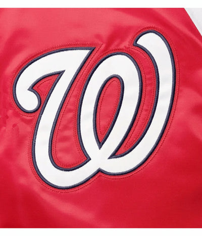Washington Nationals Reliever Full-Snap Red and Blue Satin Men's Jacket