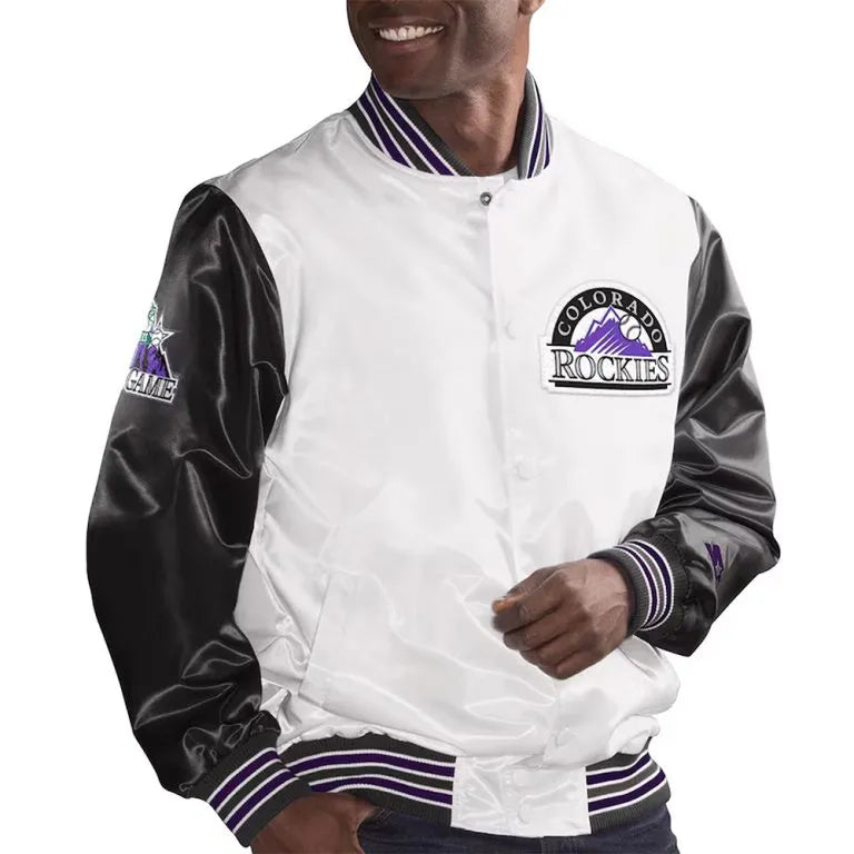 Colorado Rockies The Legend Full-Snap White/Black Satin Men's Jacket