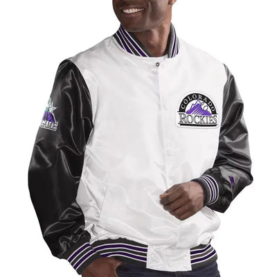Colorado Rockies The Legend Full-Snap White/Black Satin Men's Jacket