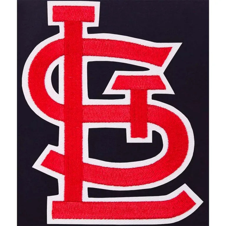 Louis Cardinals Navy Blue Wool & White Leather Sleeves Varsity Men's Jacket