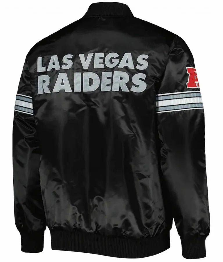 Los Angeles Raiders The Pick and Roll Full-Snap Varsity Black Satin Men's Bomber Jacket