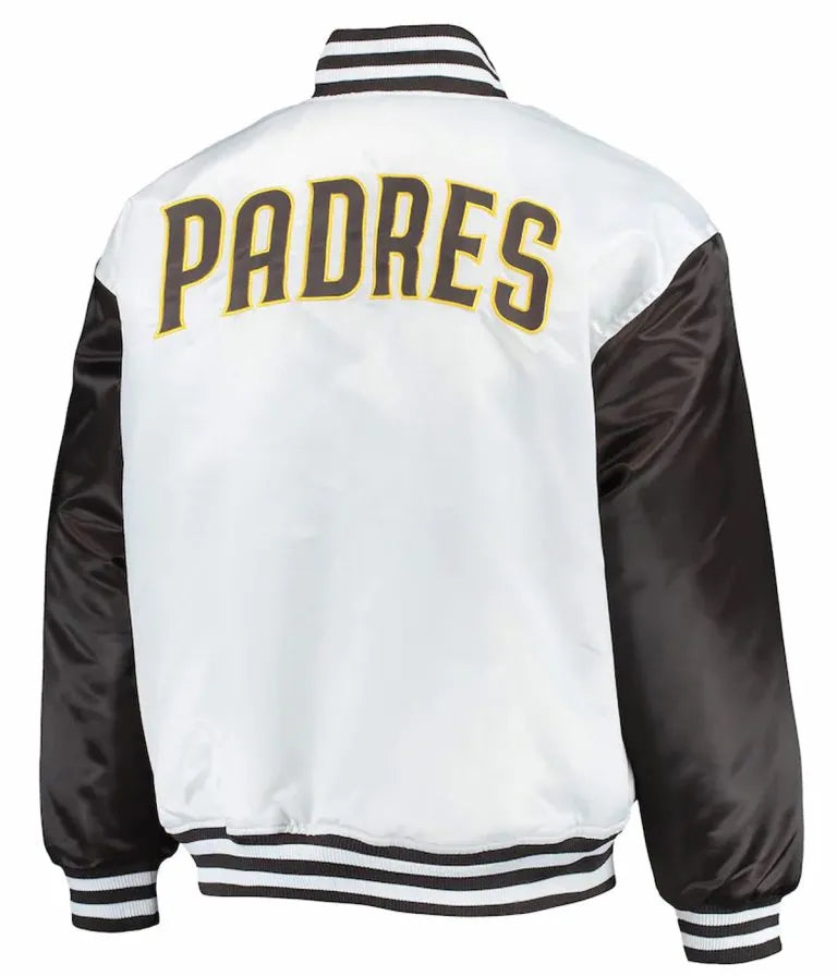 San Diego Padres Brown/Black and White Full-Snap Satin Men's Jacket