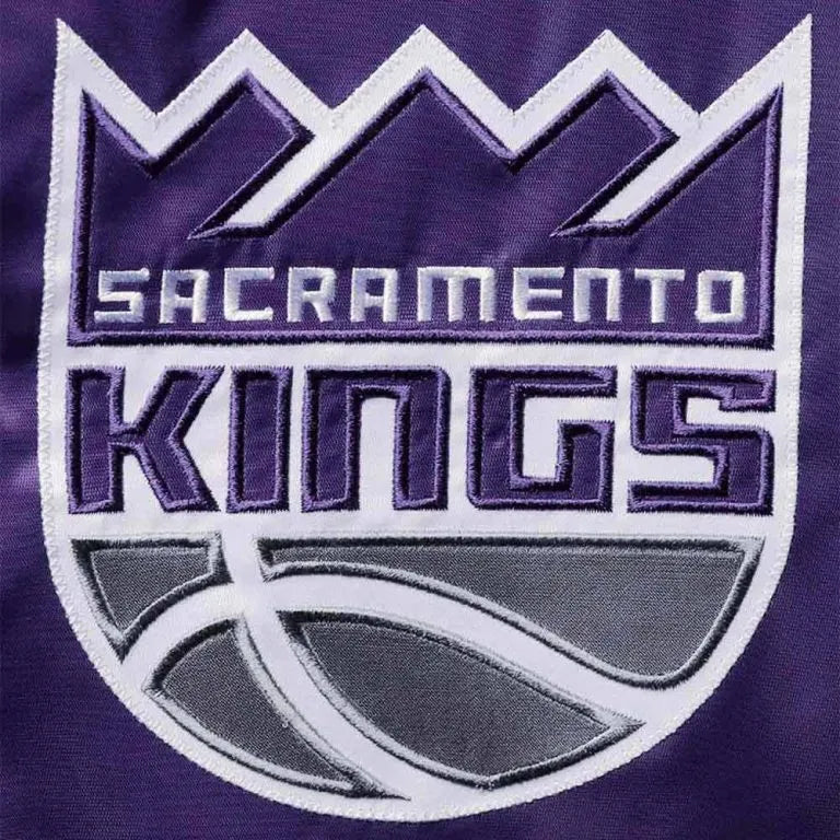 Sacramento Kings Diamond Classic Full-Snap Varsity Purple Satin Men's Bomber Jacket
