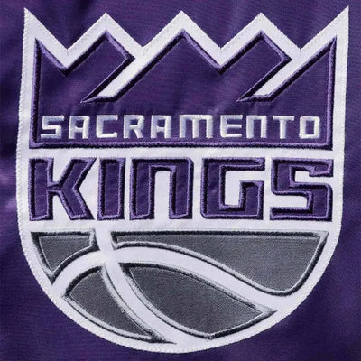 Sacramento Kings Diamond Classic Full-Snap Varsity Purple Satin Men's Bomber Jacket