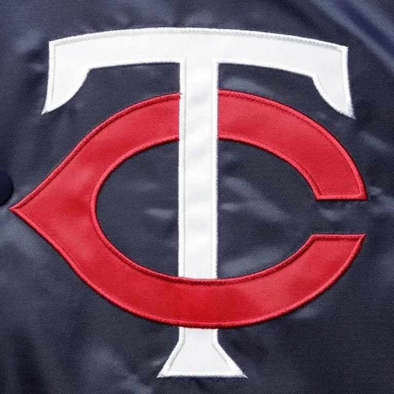 Minnesota Twins Reliever Raglan Full-Snap Blue/Red Satin Men's Jacket