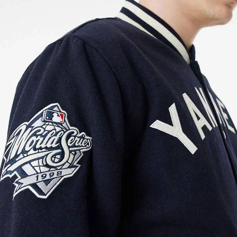 2009 NY Yankees World Series Navy Blue Wool Full-Snap Varsity Men's Jacket