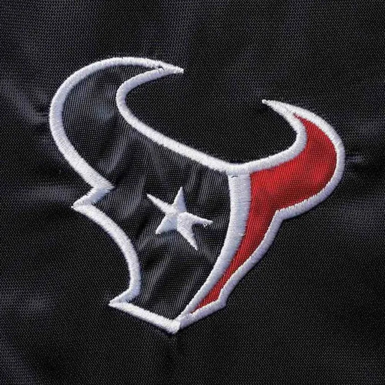 Houston Texan Overtime Full-Snap Varsity Navy Blue Satin Men's Bomber Jacket