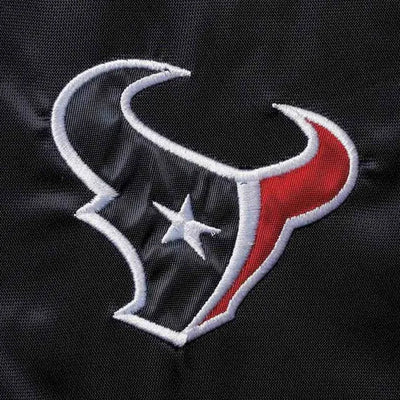 Houston Texan Overtime Full-Snap Varsity Navy Blue Satin Men's Bomber Jacket