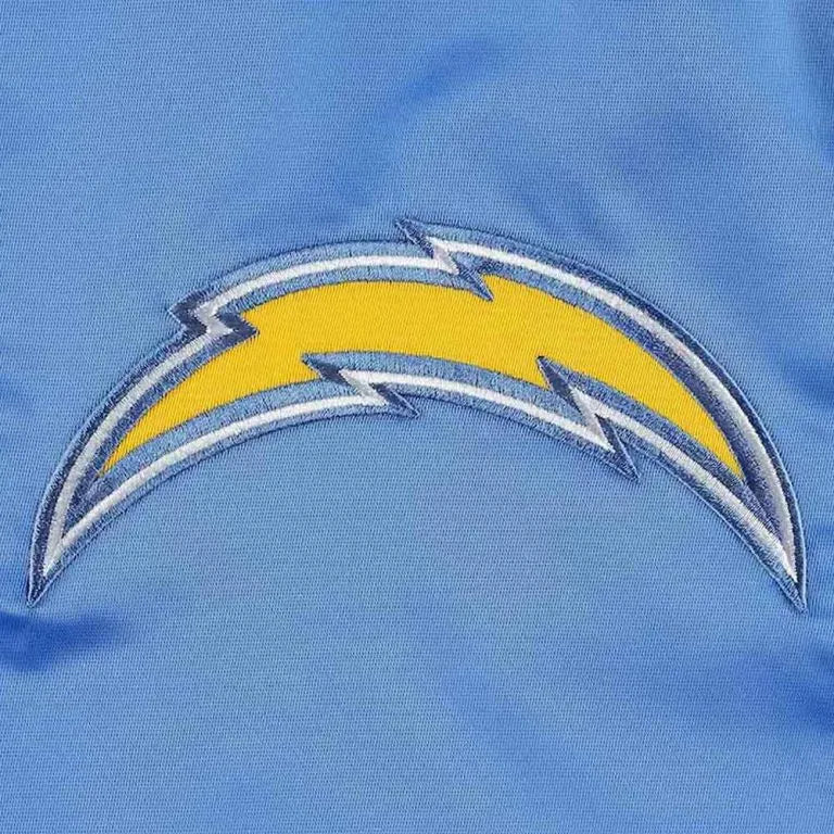 Los Angeles Chargers Midfield Full-Snap Varsity Powder Blue Satin Men's Bomber Jacket