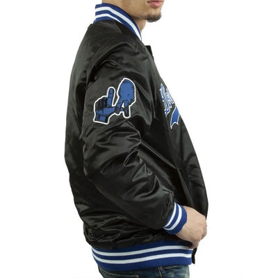 Los Angeles Dodgers National Bomber Full-Snap Black Satin Men's Jacket