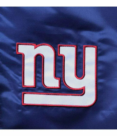 New York Giants Leader Full-Snap Varsity Royal Blue and Red Satin Men's Bomber Jacket