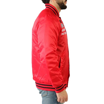 NBA Chicago Bulls Champions Full-Snap Varsity Red Satin Men's Bomber Jacket
