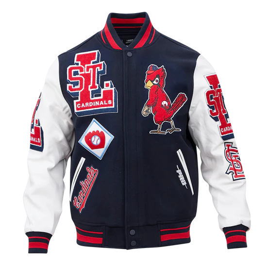 St. Louis Cardinals Mash Up Navy Blue Wool & White Leather Sleeves Varsity Men's Jacket