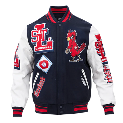 St. Louis Cardinals Mash Up Navy Blue Wool & White Leather Sleeves Varsity Men's Jacket