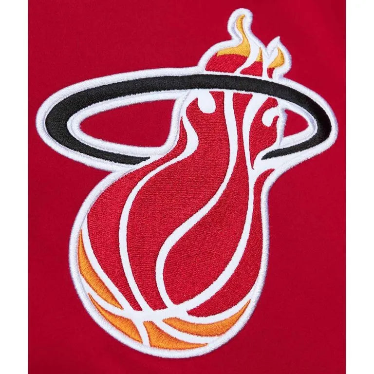 Miami Heat Heavyweight Full-Snap Varsity Red Satin Men's Bomber Jacket