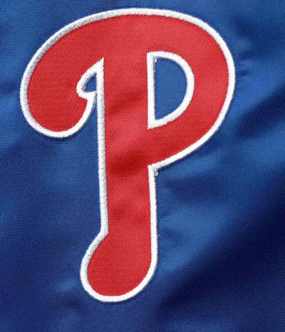 Philadelphia Phillies Full-Snap Royal Blue & Red Satin Men's Bomber Jacket
