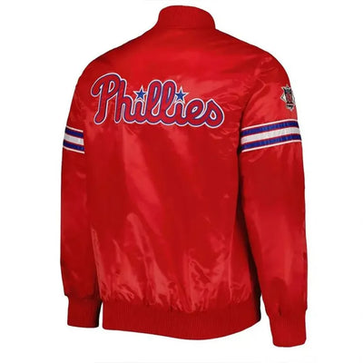 Philadelphia Phillies Pick & Roll Full-Snap Red Satin Men's Bomber Jacket
