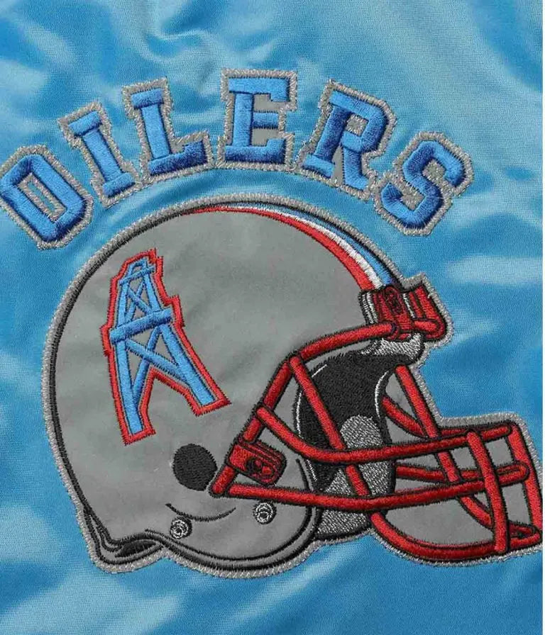 Houston Oilers Locker Room Throwback Red and Light Blue Varsity Bomber Men's Jacket