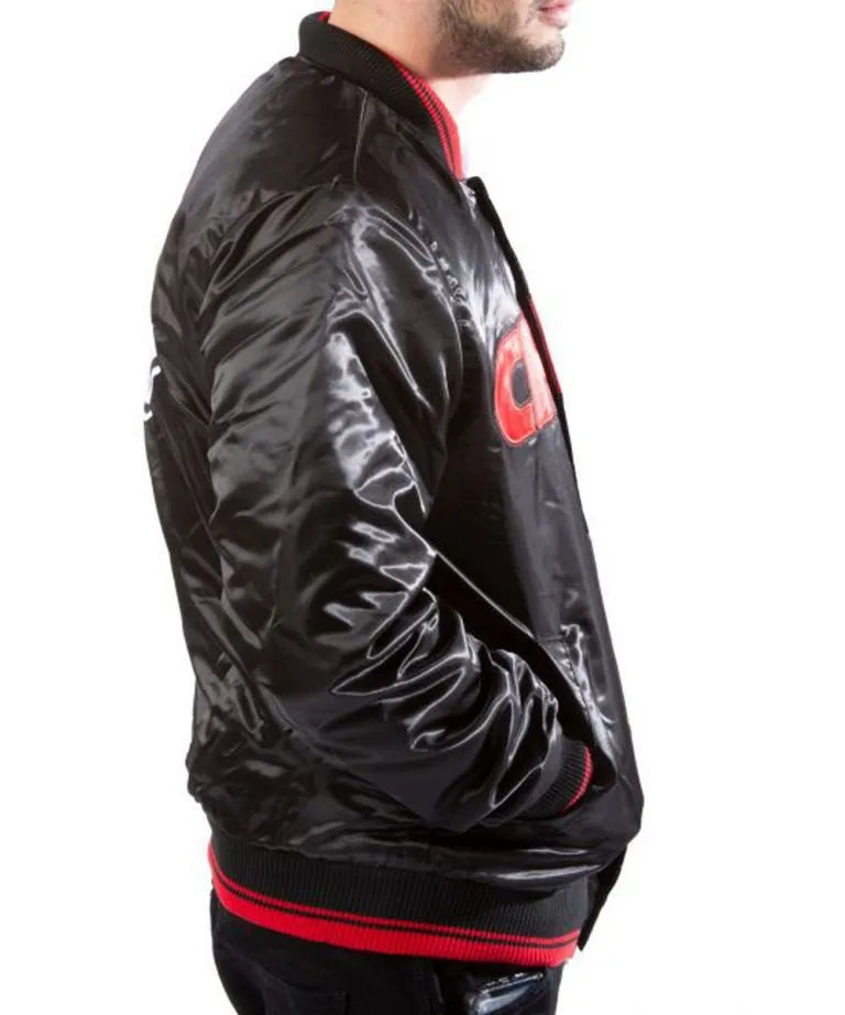 Kansas City Chiefs Full-Snap Varsity Black Satin Men's Bomber Jacket