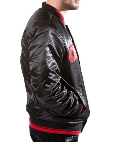 Kansas City Chiefs Full-Snap Varsity Black Satin Men's Bomber Jacket