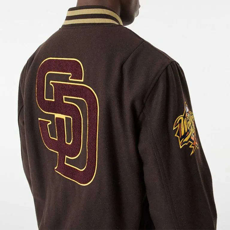 San Diego Padres Brown Wool Full-Snap Varsity Men's Jacket