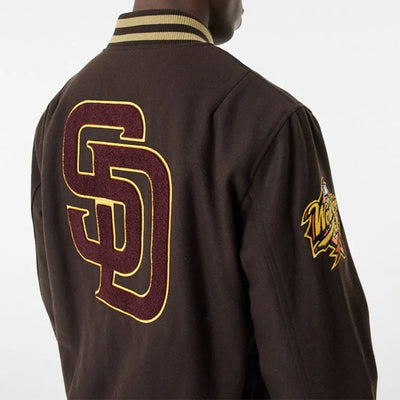 San Diego Padres Brown Wool Full-Snap Varsity Men's Jacket