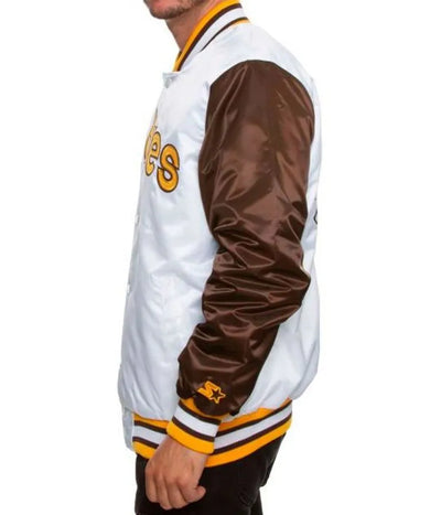 San Diego Padres White and Brown Satin Full-Snap Men's Jacket