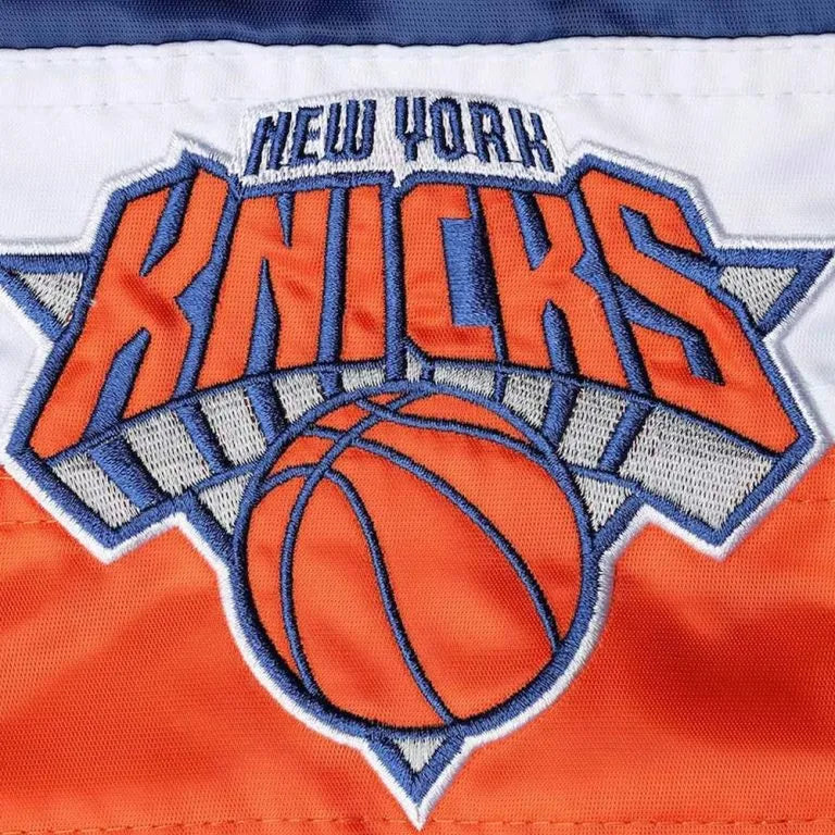 New York Knick The Ambassador Classic Full-Zip Varsity Blue Satin Men's Bomber Jacket