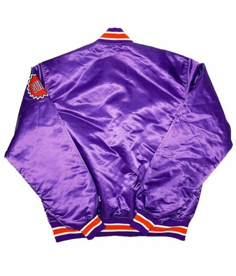 Phoenix Suns NBA Full-Snap Varsity Purple Satin Men's Bomber Jacket
