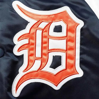 Detroit Tigers Tri-Color Navy Blue/Orange Satin Full-Snap Men's Jacket