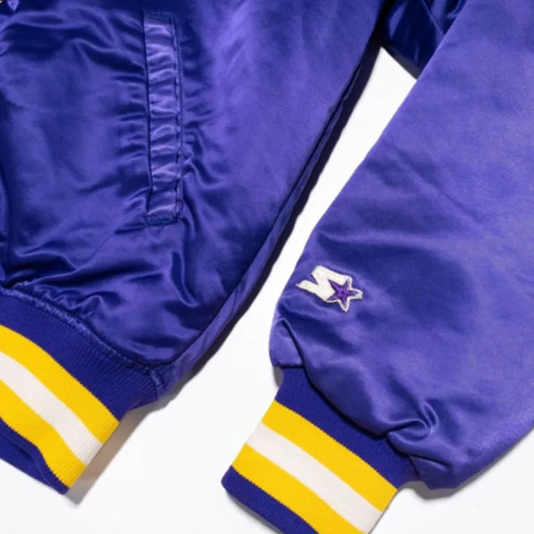 Minnesota Vikings Full-Snap Varsity Blue Satin Men's Bomber Jacket