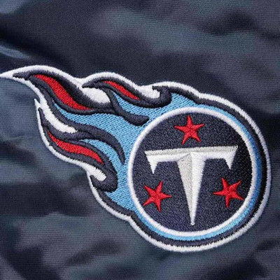 Tennessee Titans Locker Room Full-Snap Varsity Navy Blue Satin Men's Bomber Jacket