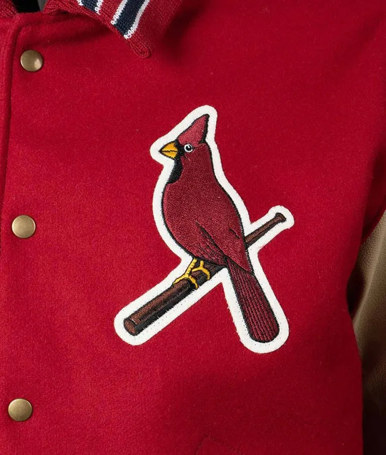 Louis Cardinals Red Wool & Beige Leather Sleeves Varsity Men's Jacket