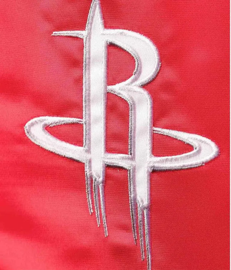 Houston Rockets Leader Full-Snap Varsity Black and Red Satin Men's Bomber Jacket