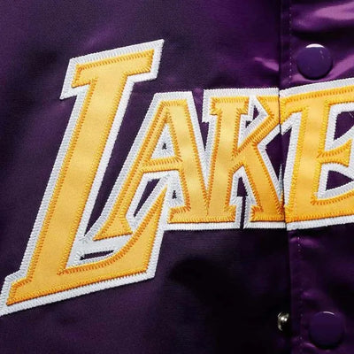 Los Angeles Lakers Hardwood Classics Full-Snap Varsity Purple Satin Men's Bomber Jacket