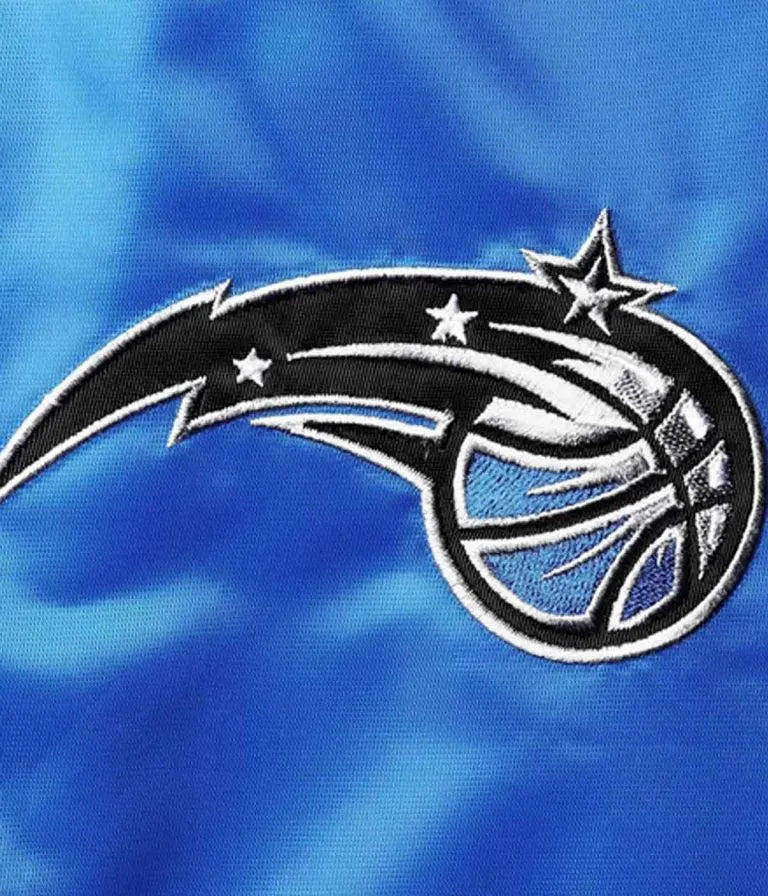 Orlando Magic 75th Anniversary Leader Full-Snap Varsity Color Block Satin Men's Bomber Jacket