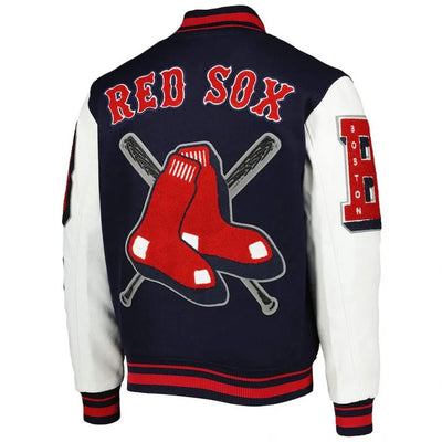 Boston Red Sox Mash Up Navy Blue Wool & White Leather Sleeves Varsity Men's Jacket
