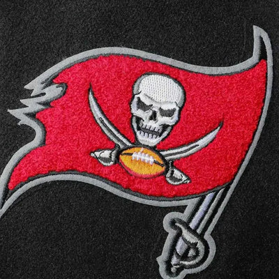 Tampa Bay Buccaneers Black Wool & White Genuine Leather Sleeves Men's Varsity Letterman Jacket