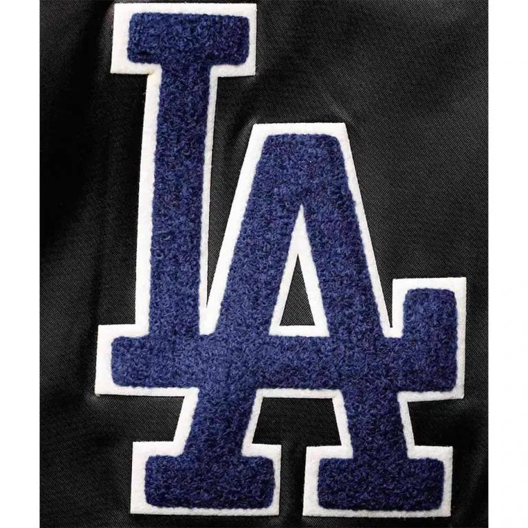 Los Angeles Dodgers Wordmark Black Satin Bomber Full-Snap Men's Jacket