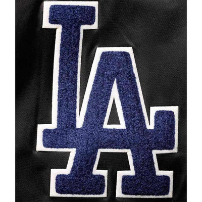 Los Angeles Dodgers Wordmark Black Satin Bomber Full-Snap Men's Jacket