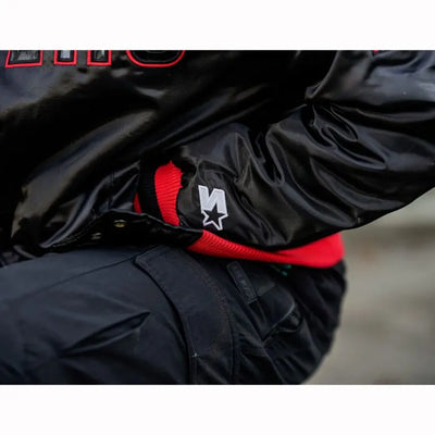 Indiana Pacers Full-Snap Varsity Black and Red Satin Men's Bomber Jacket