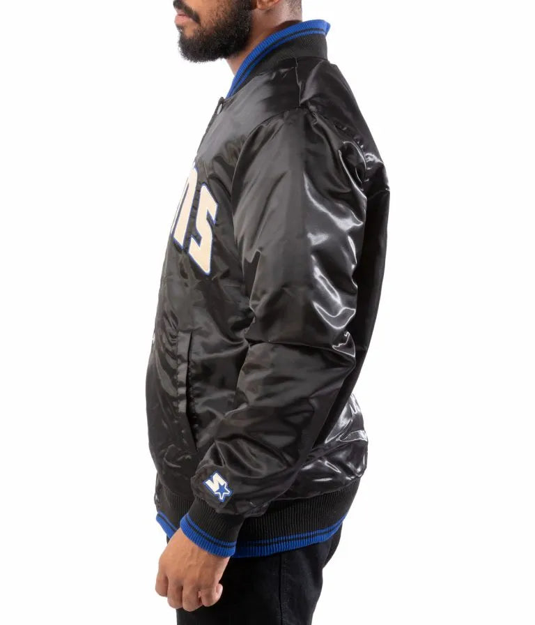 Los Angeles Rams Full-Snap Varsity Black Satin Men's Bomber Jacket