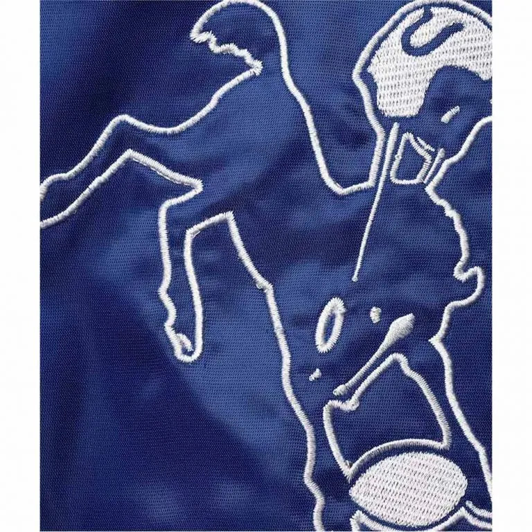 Indianapolis Colts Historic Logo Full-Snap Varsity Royal Blue Satin Men's Bomber Jacket
