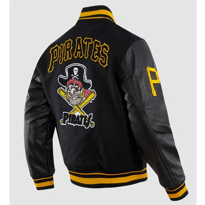 Pittsburgh Pirates Retro Classic Rib Black Wool/Leather Varsity Men's Jacket
