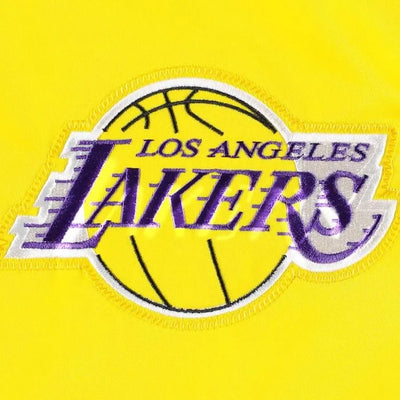 Los Angeles Lakers Slider Full-Snap Varsity Yellow Satin Men's Bomber Jacket