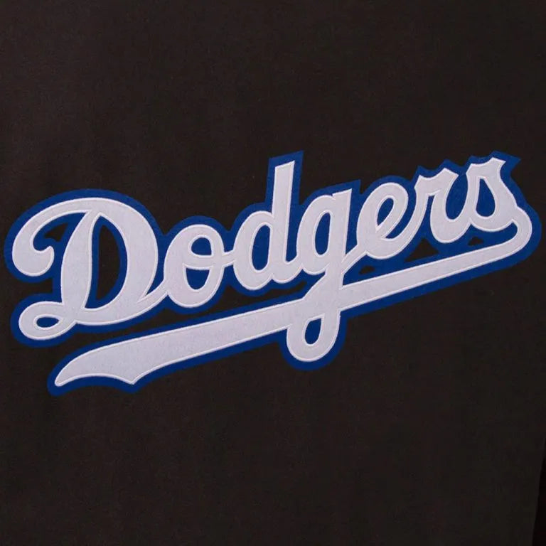 Los Angeles Dodgers Letterman Black Wool & Leather Full-Zip Men's Jacket