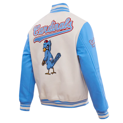 Louis Cardinals White Wool & Blue Leather Sleeves Varsity Men's Jacket