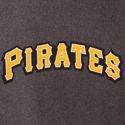 Pittsburgh Pirates Full-Snap Varsity Charcoal Wool & Black Leather Men's Jacket